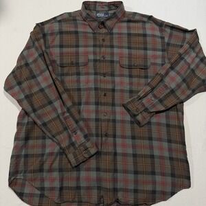 Vintage Polo Ralph Lauren Benford Cotton Wool Plaid Flannel Shirt Mens XXL 2XL